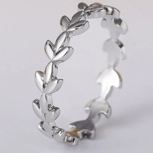 🔥PREMIUM 925 STERLING SILVER DAINTY LEAF ETERNITY BEAUTIFUL RING, K952